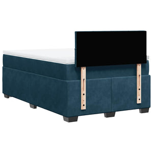 Κρεβάτι Boxspring με Στρώμα Μπλε 120x200 εκ. Βελούδινο - Pakobazaar