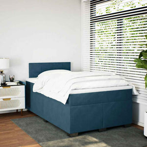 Κρεβάτι Boxspring με Στρώμα Μπλε 120x200 εκ. Βελούδινο - Pakobazaar