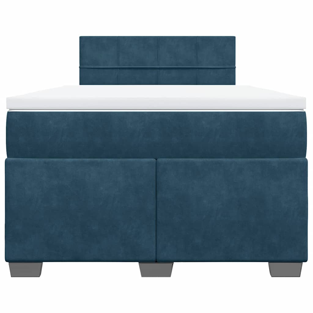 Κρεβάτι Boxspring με Στρώμα Μπλε 120x200 εκ. Βελούδινο - Pakobazaar