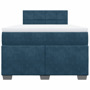 Κρεβάτι Boxspring με Στρώμα Μπλε 120x200 εκ. Βελούδινο - Pakobazaar