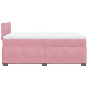 Κρεβάτι Boxspring με Στρώμα Ροζ 120x200 εκ. Βελούδινο - Pakobazaar