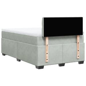 Κρεβάτι Boxspring με Στρώμα Ανοιχτό Γκρι 120x200 εκ. Βελούδινο - Pakobazaar