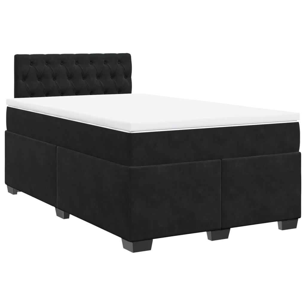 Κρεβάτι Boxspring με Στρώμα Μαύρο 120 x 200 εκ. Βελούδινο - Pakobazaar