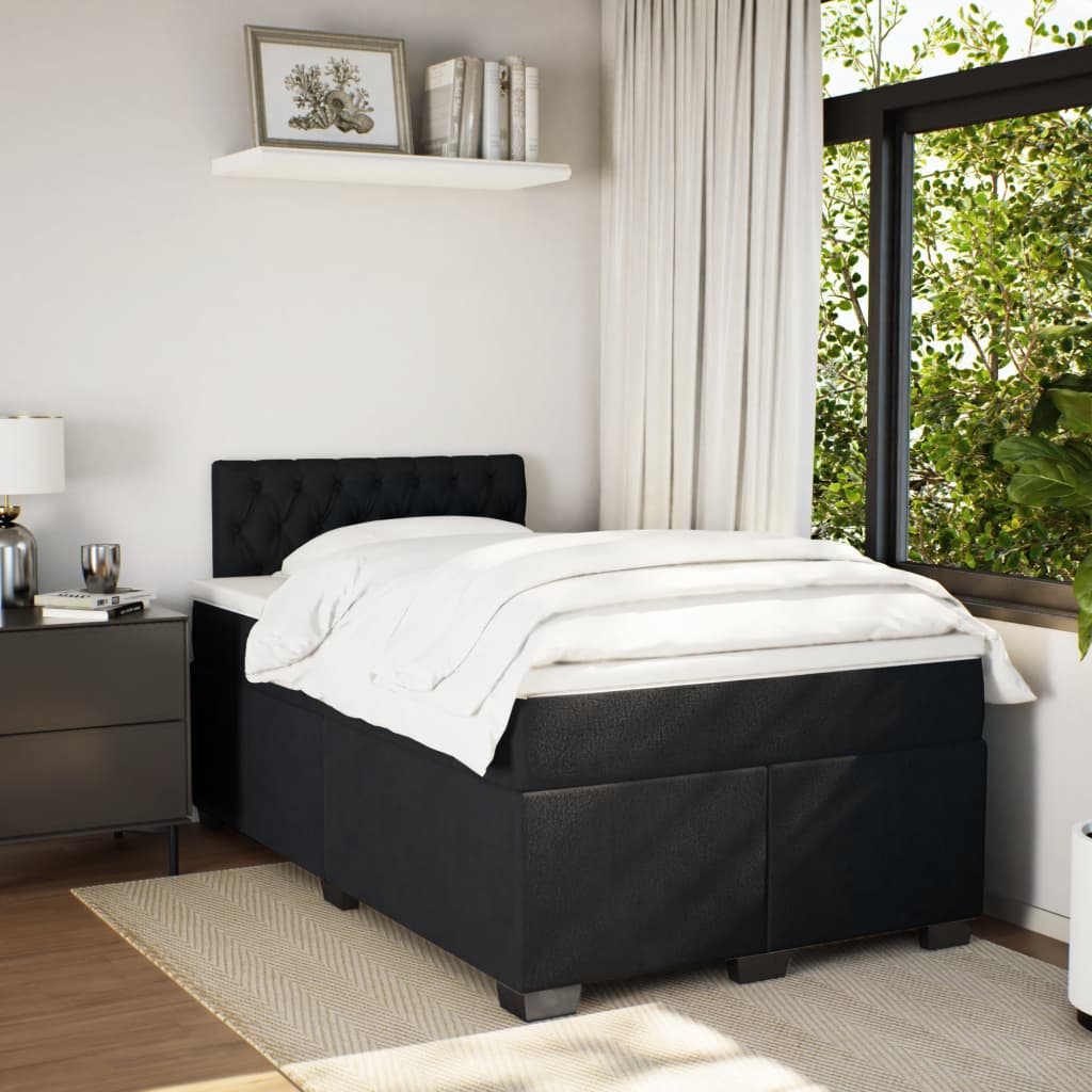 Κρεβάτι Boxspring με Στρώμα Μαύρο 120 x 200 εκ. Βελούδινο - Pakobazaar