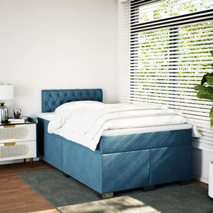 Κρεβάτι Boxspring με Στρώμα Μπλε 120x200 εκ. Βελούδινο - Pakobazaar