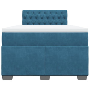 Κρεβάτι Boxspring με Στρώμα Μπλε 120x200 εκ. Βελούδινο - Pakobazaar