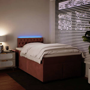 Κρεβάτι Boxspring με Στρώμα Ροζ 120x200 εκ. Βελούδινο - Pakobazaar