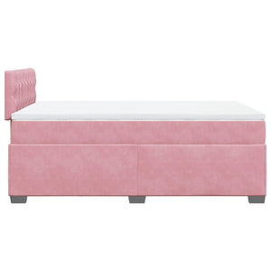 Κρεβάτι Boxspring με Στρώμα Ροζ 120x200 εκ. Βελούδινο - Pakobazaar