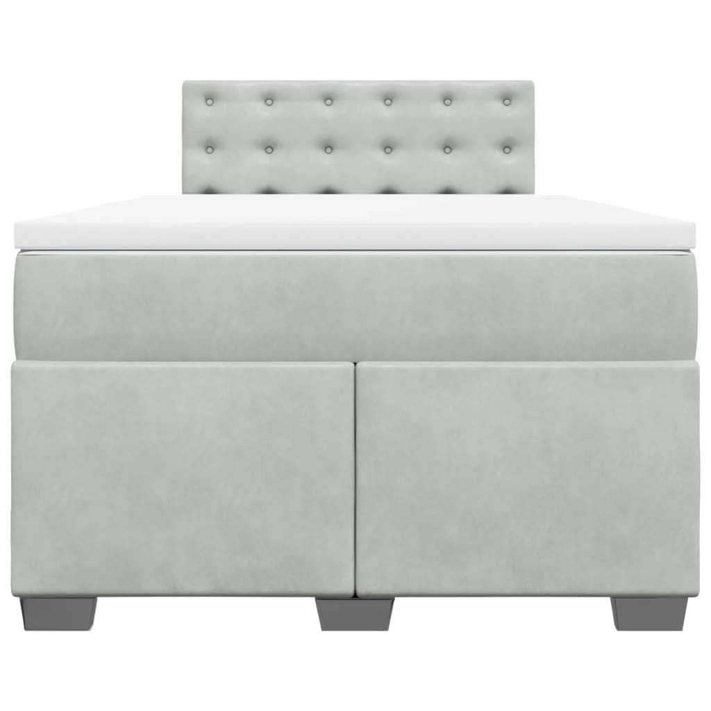 Κρεβάτι Boxspring με Στρώμα Ανοιχτό Γκρι 120x200 εκ. Βελούδινο - Pakobazaar