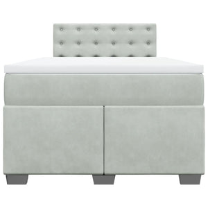 Κρεβάτι Boxspring με Στρώμα Ανοιχτό Γκρι 120x200 εκ. Βελούδινο - Pakobazaar
