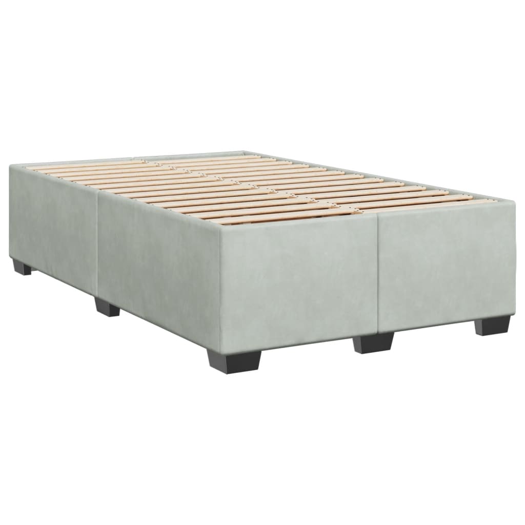 Κρεβάτι Boxspring με Στρώμα Ανοιχτό Γκρι 120x200 εκ. Βελούδινο - Pakobazaar