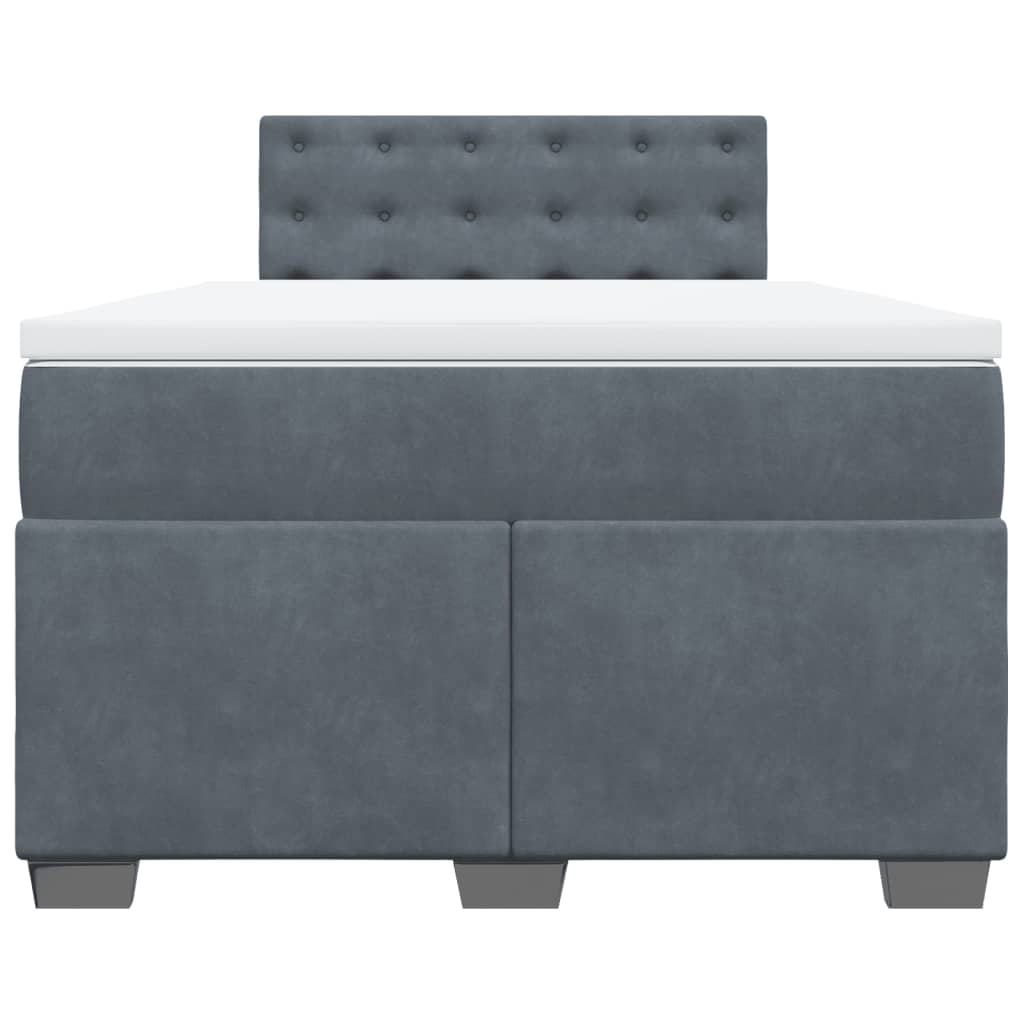 Κρεβάτι Boxspring με Στρώμα Σκούρο Γκρι 120x200 εκ. Βελούδινο - Pakobazaar