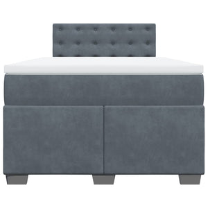 Κρεβάτι Boxspring με Στρώμα Σκούρο Γκρι 120x200 εκ. Βελούδινο - Pakobazaar