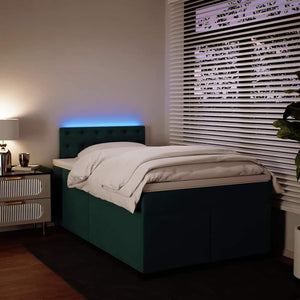 Κρεβάτι Boxspring με Στρώμα Σκούρο Πράσινο 120x200εκ. Βελούδινο - Pakobazaar