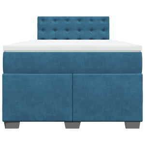 Κρεβάτι Boxspring με Στρώμα Μπλε 120x200 εκ. Βελούδινο - Pakobazaar