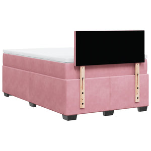 Κρεβάτι Boxspring με Στρώμα Ροζ 120x200 εκ. Βελούδινο - Pakobazaar