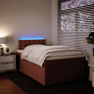 Κρεβάτι Boxspring με Στρώμα Ροζ 120x200 εκ. Βελούδινο - Pakobazaar