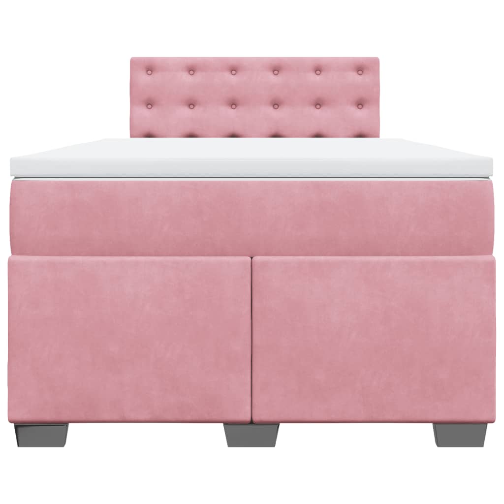 Κρεβάτι Boxspring με Στρώμα Ροζ 120x200 εκ. Βελούδινο - Pakobazaar