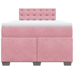 Κρεβάτι Boxspring με Στρώμα Ροζ 120x200 εκ. Βελούδινο - Pakobazaar