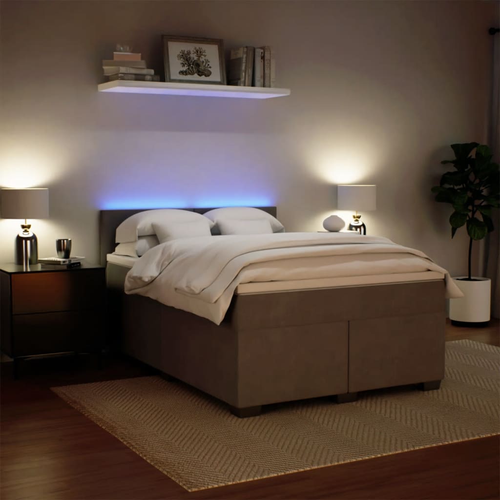 Κρεβάτι Boxspring με Στρώμα Ανοιχτό Γκρι 140x190 εκ. Βελούδινο - Pakobazaar