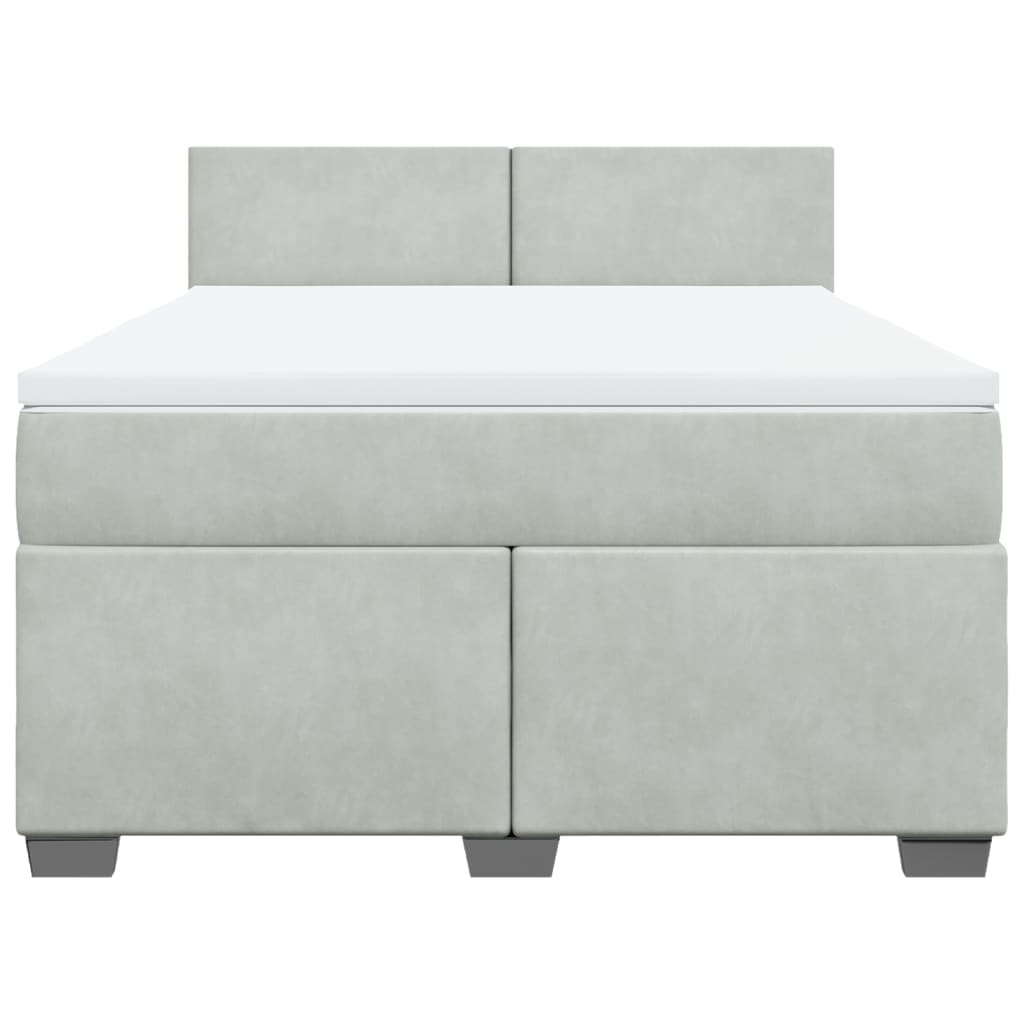 Κρεβάτι Boxspring με Στρώμα Ανοιχτό Γκρι 140x190 εκ. Βελούδινο - Pakobazaar