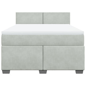 Κρεβάτι Boxspring με Στρώμα Ανοιχτό Γκρι 140x190 εκ. Βελούδινο - Pakobazaar