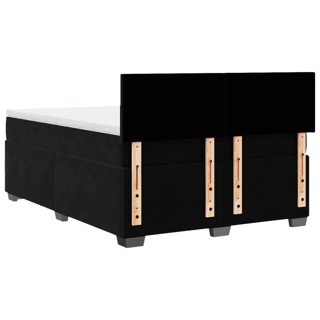 Κρεβάτι Boxspring με Στρώμα Μαύρο 140x190 εκ. Βελούδινο - Pakobazaar