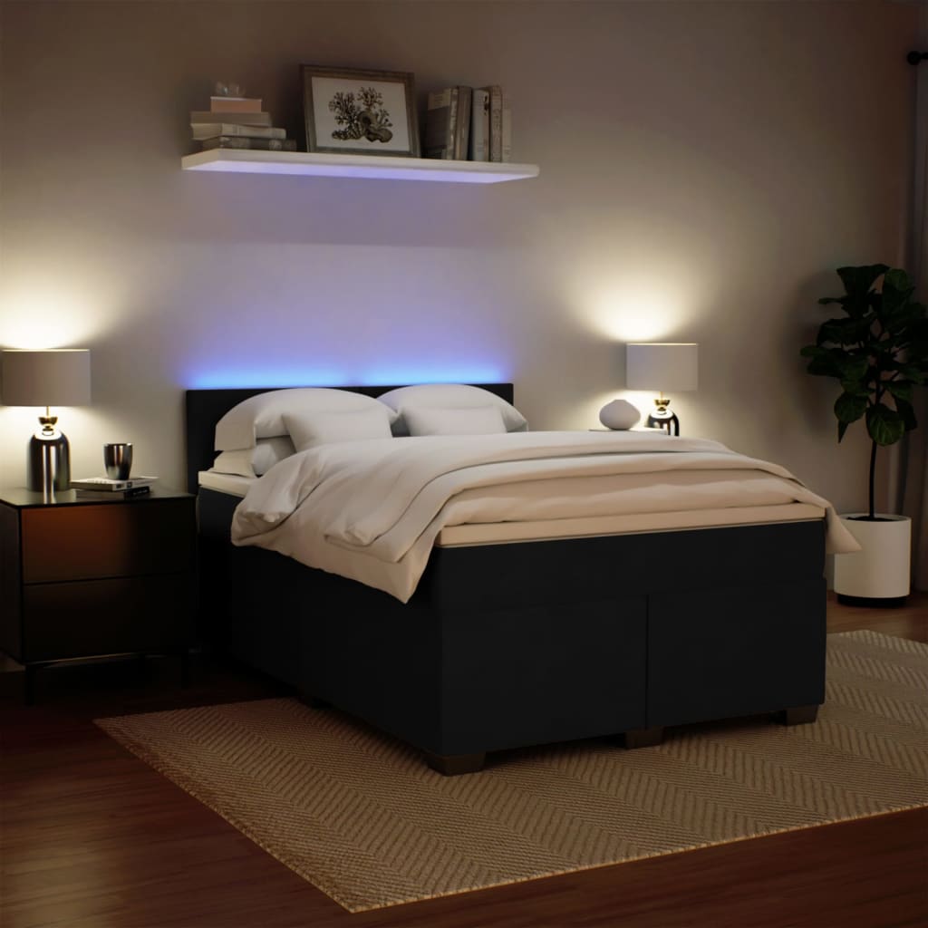 Κρεβάτι Boxspring με Στρώμα Μαύρο 140x190 εκ. Βελούδινο - Pakobazaar