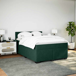 Κρεβάτι Boxspring με Στρώμα Σκούρο Πράσινο 140x190εκ. Βελούδινο - Pakobazaar