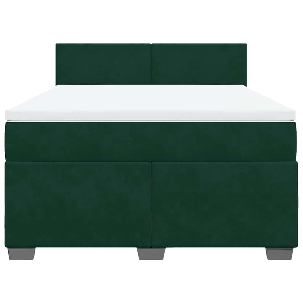Κρεβάτι Boxspring με Στρώμα Σκούρο Πράσινο 140x190εκ. Βελούδινο - Pakobazaar