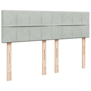 Κρεβάτι Boxspring με Στρώμα Ανοιχτό Γκρι 140x190 εκ. Βελούδινο - Pakobazaar