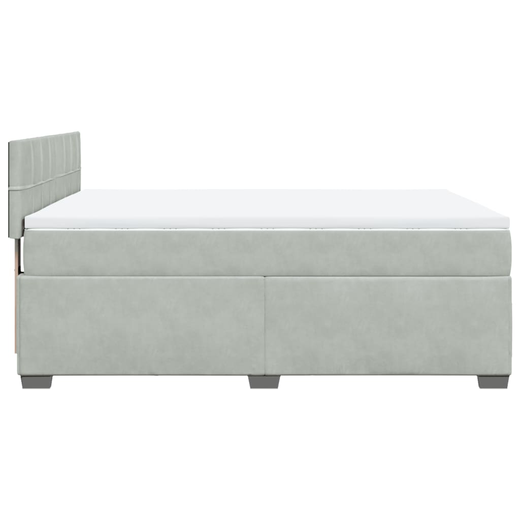 Κρεβάτι Boxspring με Στρώμα Ανοιχτό Γκρι 140x190 εκ. Βελούδινο - Pakobazaar
