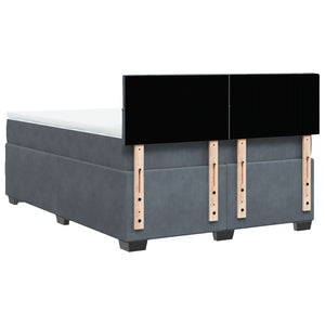 Κρεβάτι Boxspring με Στρώμα Σκούρο Γκρι 140x190 εκ. Βελούδινο - Pakobazaar