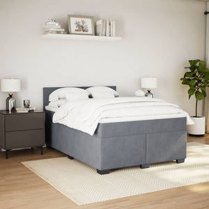Κρεβάτι Boxspring με Στρώμα Σκούρο Γκρι 140x190 εκ. Βελούδινο - Pakobazaar