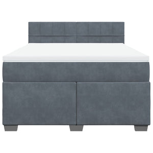Κρεβάτι Boxspring με Στρώμα Σκούρο Γκρι 140x190 εκ. Βελούδινο - Pakobazaar