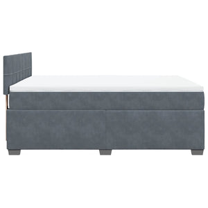 Κρεβάτι Boxspring με Στρώμα Σκούρο Γκρι 140x190 εκ. Βελούδινο - Pakobazaar