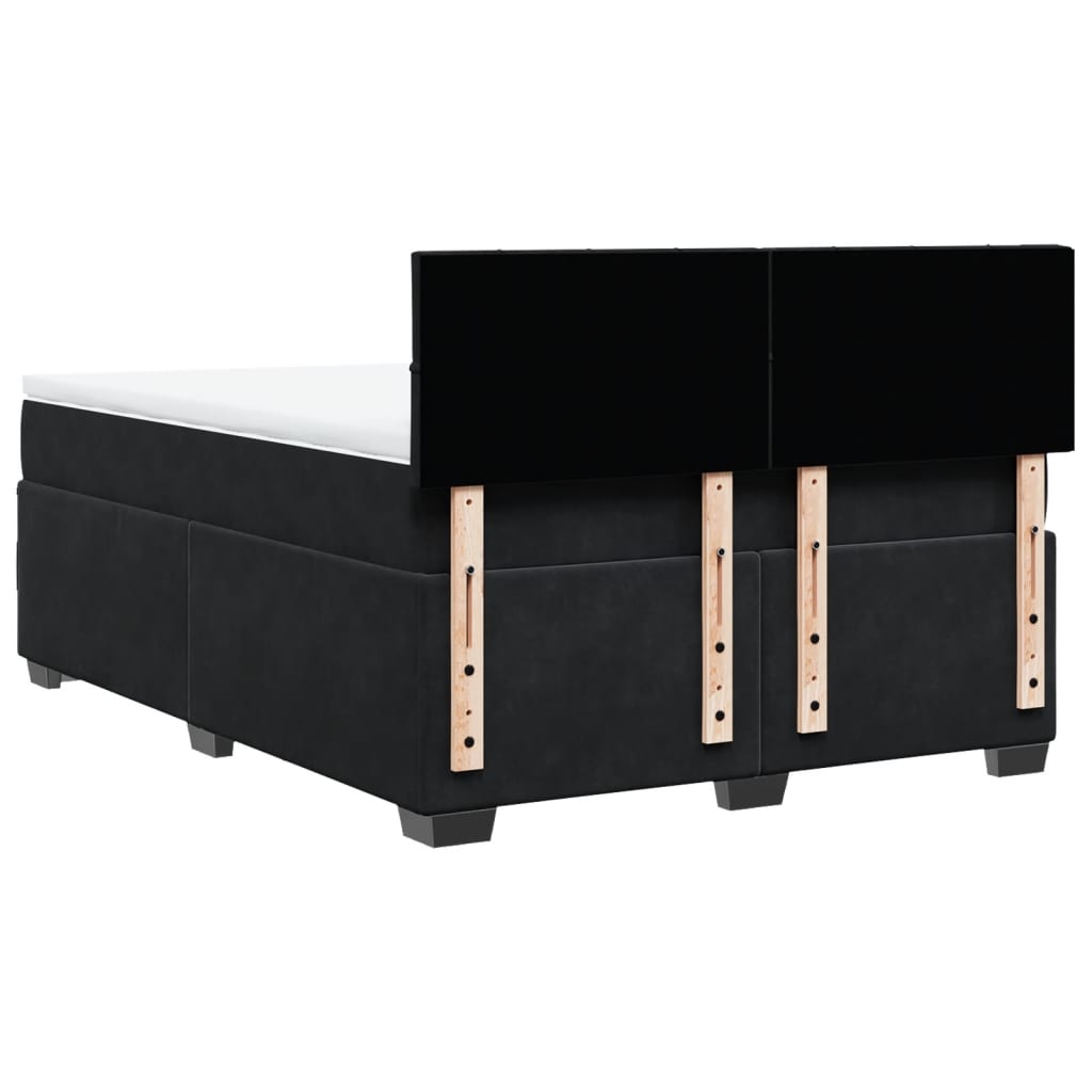 Κρεβάτι Boxspring με Στρώμα Μαύρο 140x190 εκ. Βελούδινο - Pakobazaar