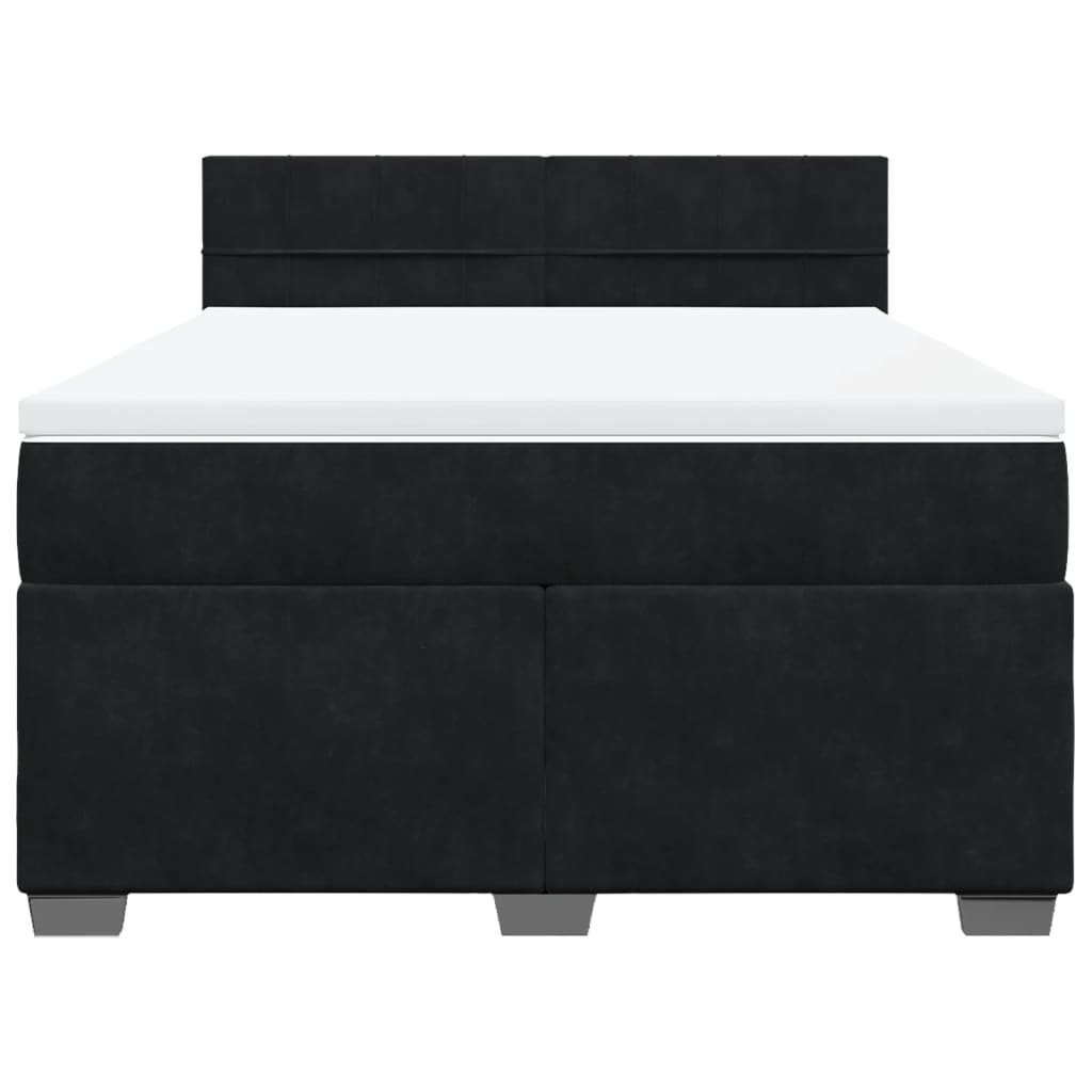 Κρεβάτι Boxspring με Στρώμα Μαύρο 140x190 εκ. Βελούδινο - Pakobazaar
