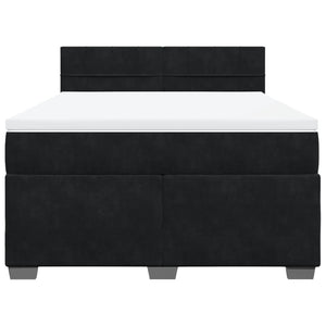 Κρεβάτι Boxspring με Στρώμα Μαύρο 140x190 εκ. Βελούδινο - Pakobazaar