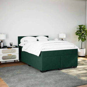 Κρεβάτι Boxspring με Στρώμα Σκούρο Πράσινο 140x190εκ. Βελούδινο - Pakobazaar