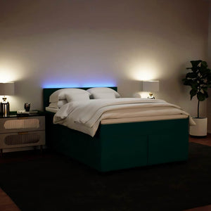 Κρεβάτι Boxspring με Στρώμα Σκούρο Πράσινο 140x190εκ. Βελούδινο - Pakobazaar