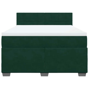 Κρεβάτι Boxspring με Στρώμα Σκούρο Πράσινο 140x190εκ. Βελούδινο - Pakobazaar