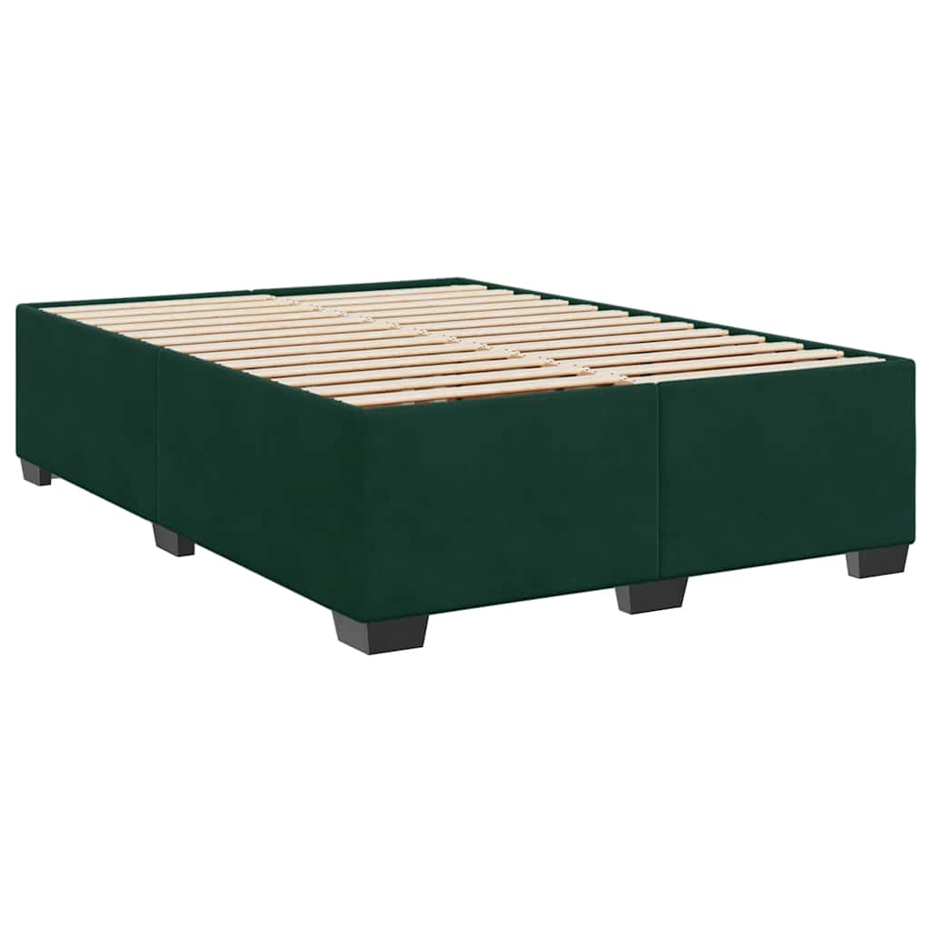 Κρεβάτι Boxspring με Στρώμα Σκούρο Πράσινο 140x190εκ. Βελούδινο - Pakobazaar