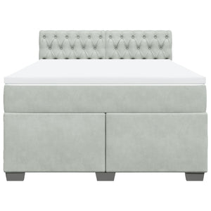 Κρεβάτι Boxspring με Στρώμα Ανοιχτό Γκρι 140x190 εκ. Βελούδινο - Pakobazaar