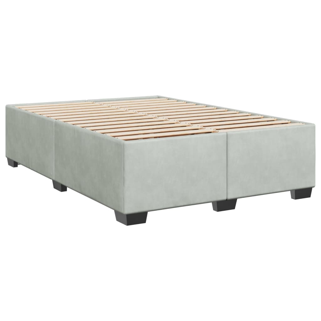 Κρεβάτι Boxspring με Στρώμα Ανοιχτό Γκρι 140x190 εκ. Βελούδινο - Pakobazaar