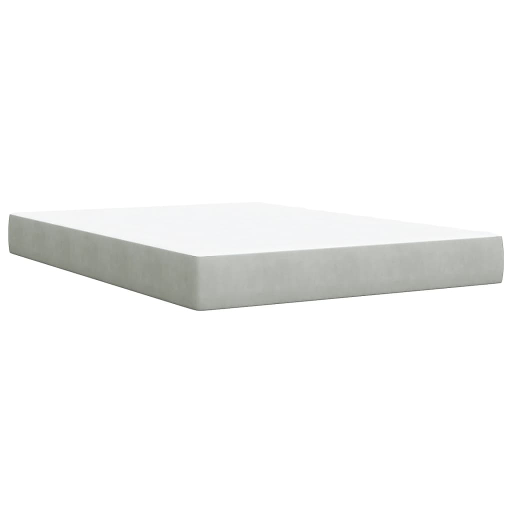 Κρεβάτι Boxspring με Στρώμα Ανοιχτό Γκρι 140x190 εκ. Βελούδινο - Pakobazaar