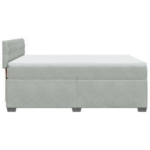 Κρεβάτι Boxspring με Στρώμα Ανοιχτό Γκρι 140x190 εκ. Βελούδινο - Pakobazaar