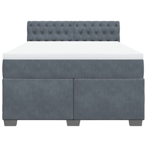 Κρεβάτι Boxspring με Στρώμα Σκούρο Γκρι 140x190 εκ. Βελούδινο - Pakobazaar
