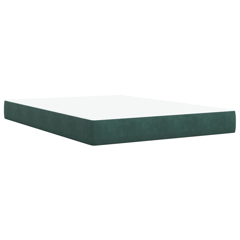 Κρεβάτι Boxspring με Στρώμα Σκούρο Πράσινο 140x190εκ. Βελούδινο - Pakobazaar