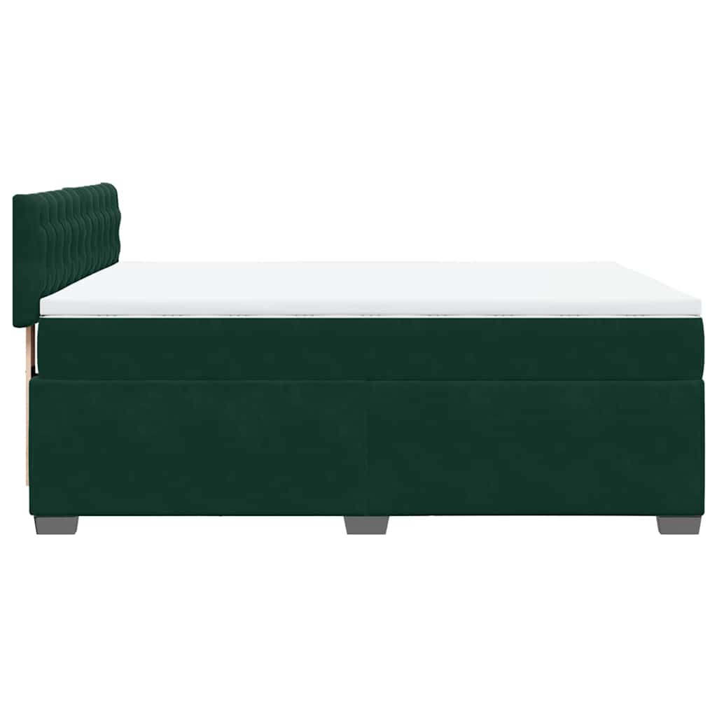 Κρεβάτι Boxspring με Στρώμα Σκούρο Πράσινο 140x190εκ. Βελούδινο - Pakobazaar